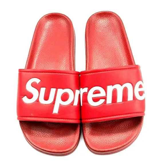 Supreme Shoes Rare Supreme Red White Slides Sandals Mens Eu